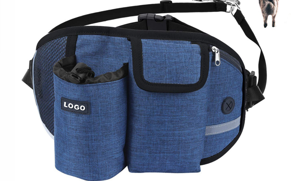 Laisse d'Entraînement pour Chien avec Sac à Taille, Laisse Sans Mains pour Course et Promenade en Extérieur, Sac Portatif pour Nourriture et Eau pour Chien, Sacs de Rangement