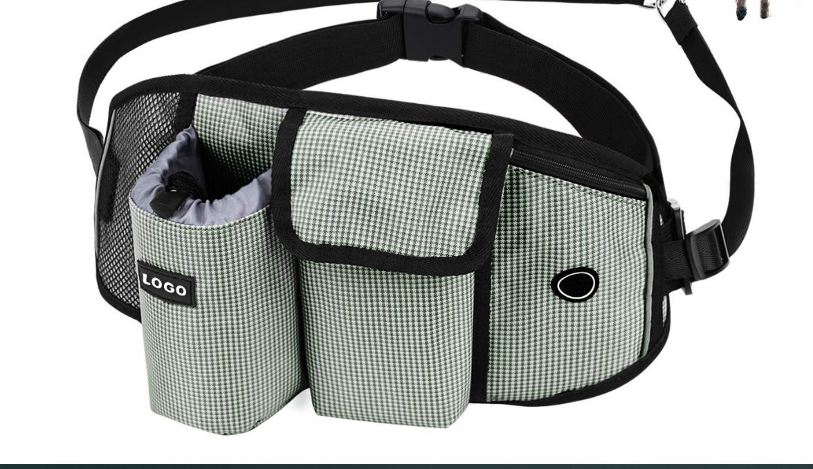 Laisse d'Entraînement pour Chien avec Sac à Taille, Laisse Sans Mains pour Course et Promenade en Extérieur, Sac Portatif pour Nourriture et Eau pour Chien, Sacs de Rangement