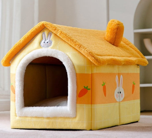 Maison pour chien pliable, lit pour chat et chien, villa d'hiver pour chien, chenil pour dormir, nid amovible, canapé chaud en forme de cave, fournitures pour animaux.