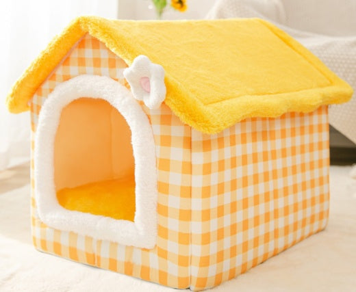 Maison pour chien pliable, lit pour chat et chien, villa d'hiver pour chien, chenil pour dormir, nid amovible, canapé chaud en forme de cave, fournitures pour animaux.