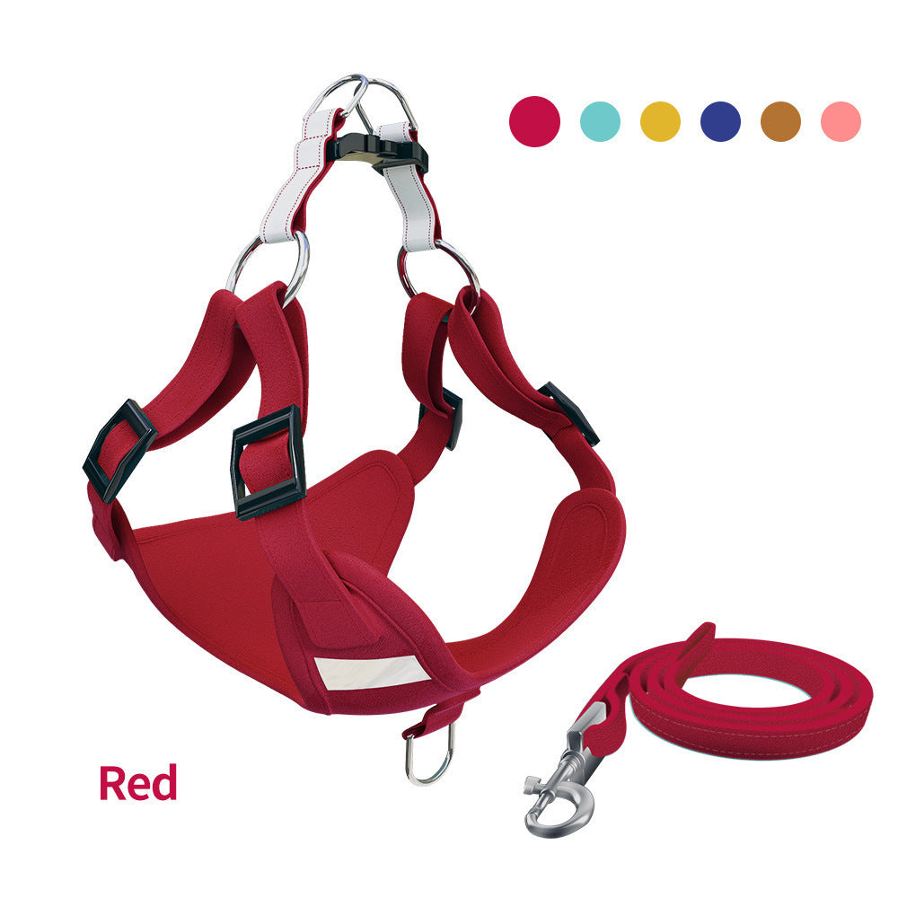 Ensemble de harnais pour chien avec laisse réfléchissante, type gilet.
