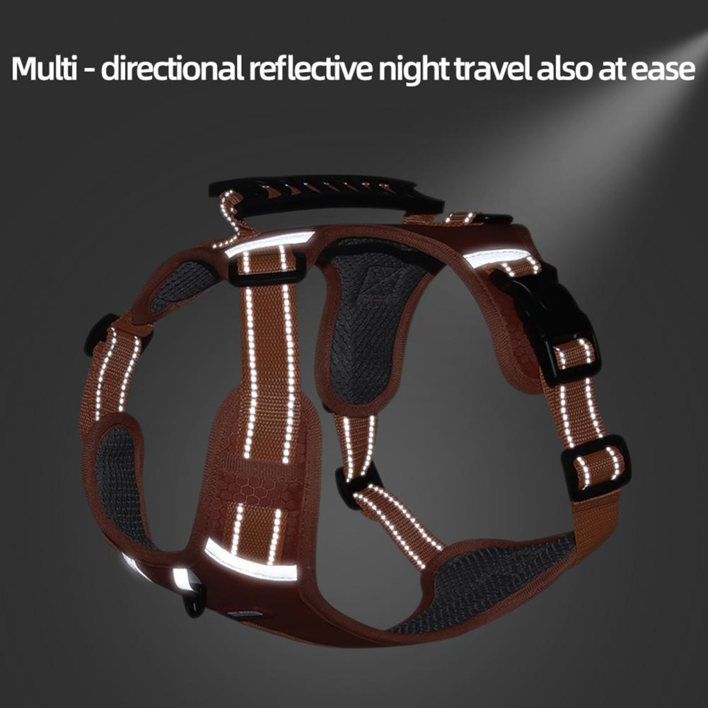 Harnais pour chien en nylon sans traction, respirant, avec gilet réfléchissant pour petits et grands chiens, idéal pour la course en extérieur et l'entraînement des chiens.
