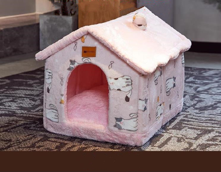 Maison pour chien pliable, lit pour chat et chien, villa d'hiver pour chien, chenil pour dormir, nid amovible, canapé chaud en forme de cave, fournitures pour animaux.