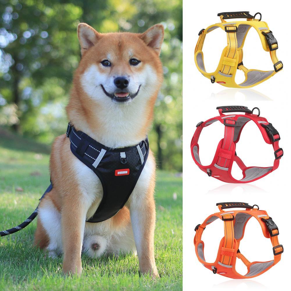 Harnais pour chien en nylon sans traction, respirant, avec gilet réfléchissant pour petits et grands chiens, idéal pour la course en extérieur et l'entraînement des chiens.