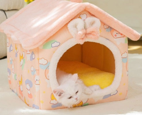 Maison pour chien pliable, lit pour chat et chien, villa d'hiver pour chien, chenil pour dormir, nid amovible, canapé chaud en forme de cave, fournitures pour animaux.