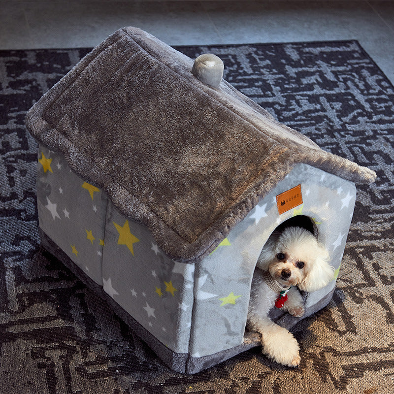 Maison pour chien pliable, lit pour chat et chien, villa d'hiver pour chien, chenil pour dormir, nid amovible, canapé chaud en forme de cave, fournitures pour animaux.
