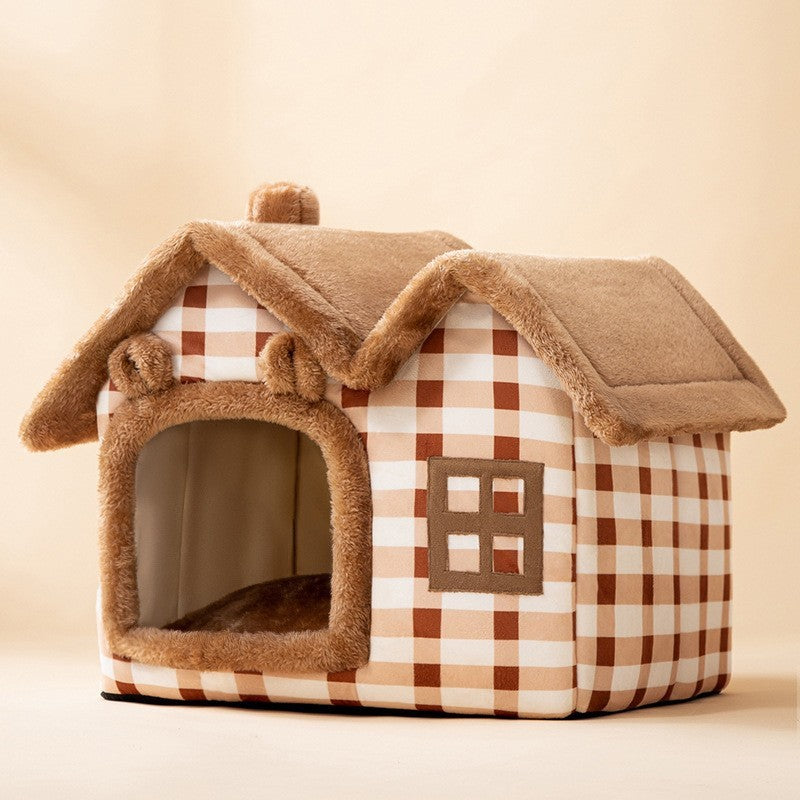 Maison pour chien pliable, lit pour chat et chien, villa d'hiver pour chien, chenil pour dormir, nid amovible, canapé chaud en forme de cave, fournitures pour animaux.