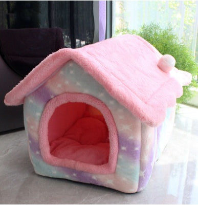 Maison pour chien pliable, lit pour chat et chien, villa d'hiver pour chien, chenil pour dormir, nid amovible, canapé chaud en forme de cave, fournitures pour animaux.