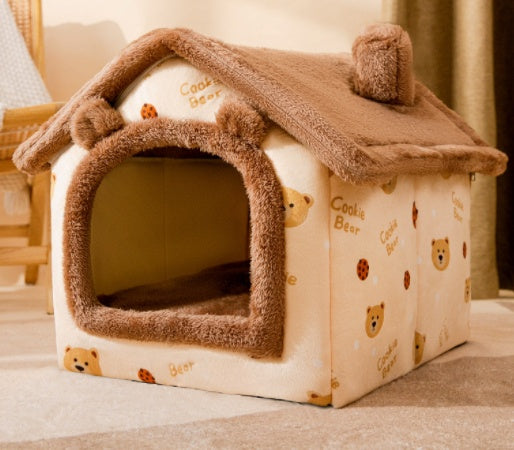 Maison pour chien pliable, lit pour chat et chien, villa d'hiver pour chien, chenil pour dormir, nid amovible, canapé chaud en forme de cave, fournitures pour animaux.
