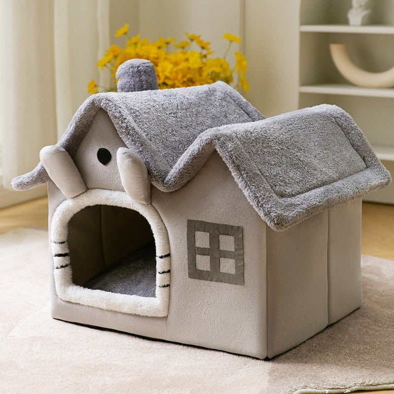 Maison pour chien pliable, lit pour chat et chien, villa d'hiver pour chien, chenil pour dormir, nid amovible, canapé chaud en forme de cave, fournitures pour animaux.