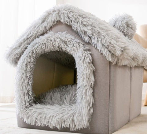Maison pour chien pliable, lit pour chat et chien, villa d'hiver pour chien, chenil pour dormir, nid amovible, canapé chaud en forme de cave, fournitures pour animaux.