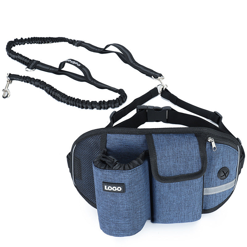 Laisse d'Entraînement pour Chien avec Sac à Taille, Laisse Sans Mains pour Course et Promenade en Extérieur, Sac Portatif pour Nourriture et Eau pour Chien, Sacs de Rangement