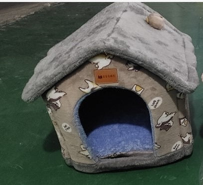 Maison pour chien pliable, lit pour chat et chien, villa d'hiver pour chien, chenil pour dormir, nid amovible, canapé chaud en forme de cave, fournitures pour animaux.