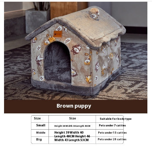 Maison pour chien pliable, lit pour chat et chien, villa d'hiver pour chien, chenil pour dormir, nid amovible, canapé chaud en forme de cave, fournitures pour animaux.