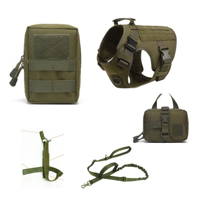 Harnais tactique pour chien, gilet d'entraînement pour chien, harnais et laisse pour chien de berger allemand K9, adapté à toutes les races de chiens.
