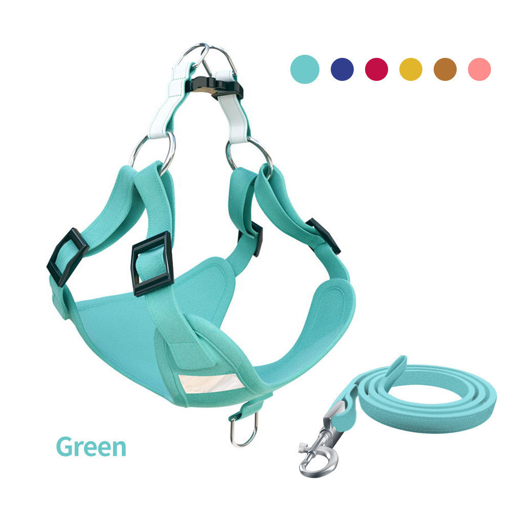 Ensemble de harnais pour chien avec laisse réfléchissante, type gilet.