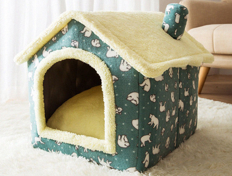 Maison pour chien pliable, lit pour chat et chien, villa d'hiver pour chien, chenil pour dormir, nid amovible, canapé chaud en forme de cave, fournitures pour animaux.