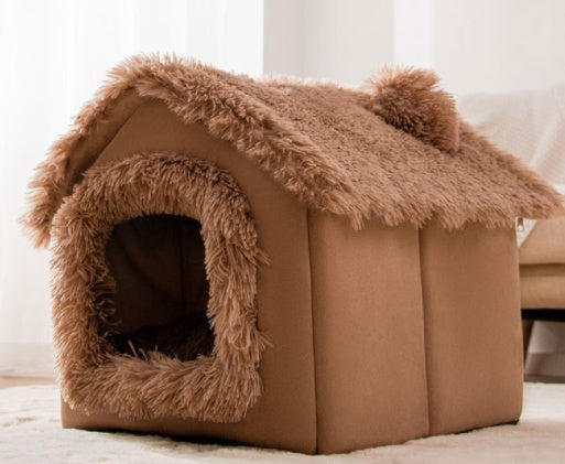 Maison pour chien pliable, lit pour chat et chien, villa d'hiver pour chien, chenil pour dormir, nid amovible, canapé chaud en forme de cave, fournitures pour animaux.
