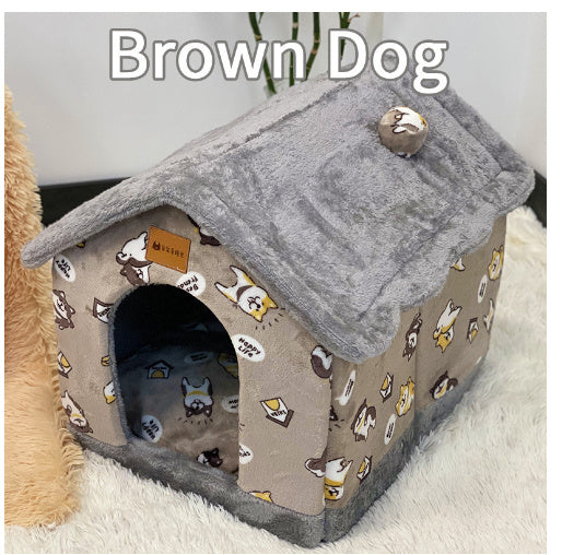 Maison pour chien pliable, lit pour chat et chien, villa d'hiver pour chien, chenil pour dormir, nid amovible, canapé chaud en forme de cave, fournitures pour animaux.