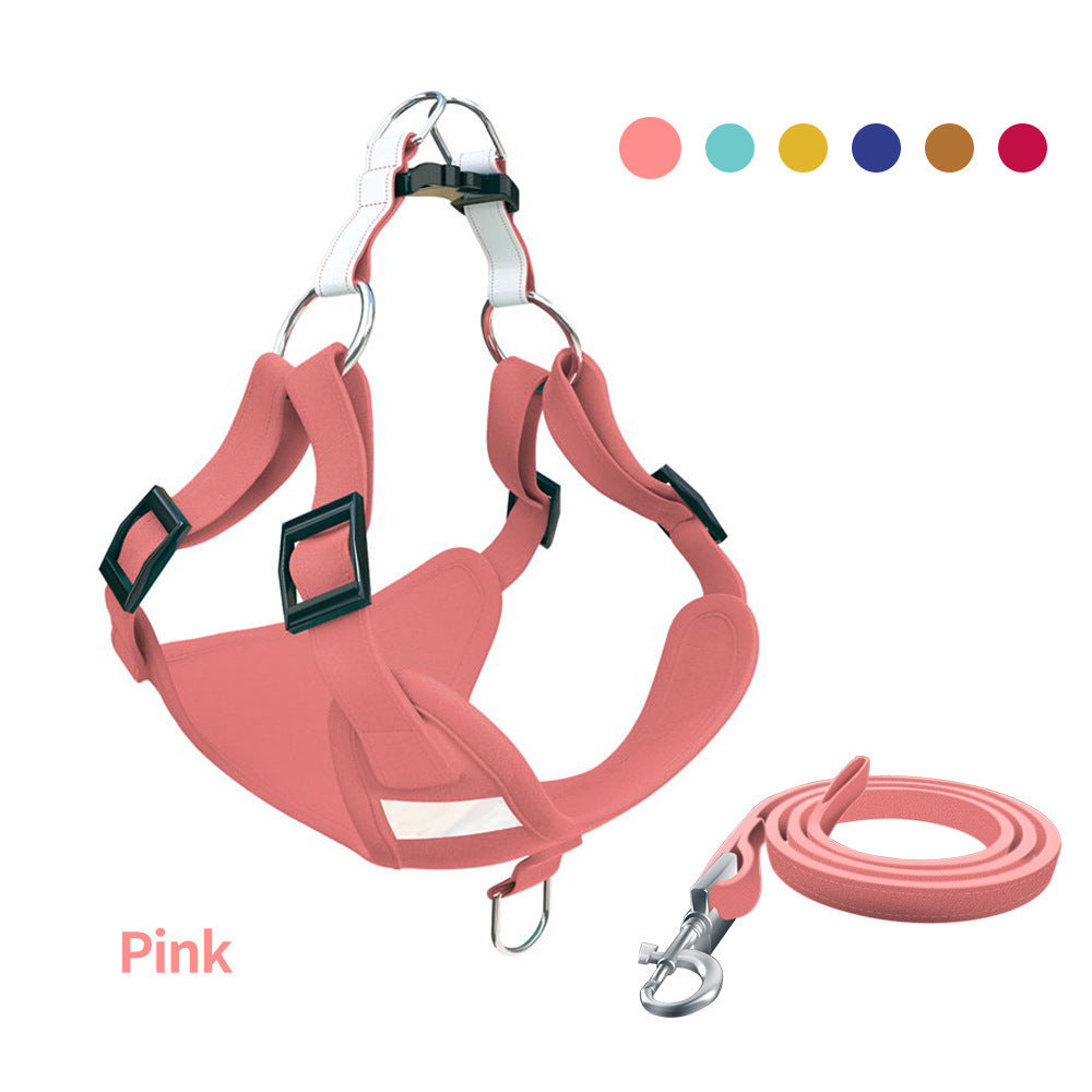 Ensemble de harnais pour chien avec laisse réfléchissante, type gilet.