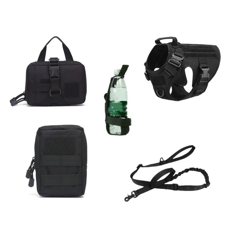 Harnais tactique pour chien, gilet d'entraînement pour chien, harnais et laisse pour chien de berger allemand K9, adapté à toutes les races de chiens.