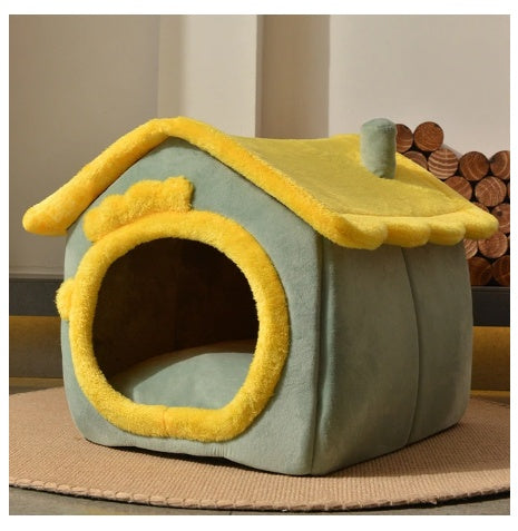 Maison pour chien pliable, lit pour chat et chien, villa d'hiver pour chien, chenil pour dormir, nid amovible, canapé chaud en forme de cave, fournitures pour animaux.