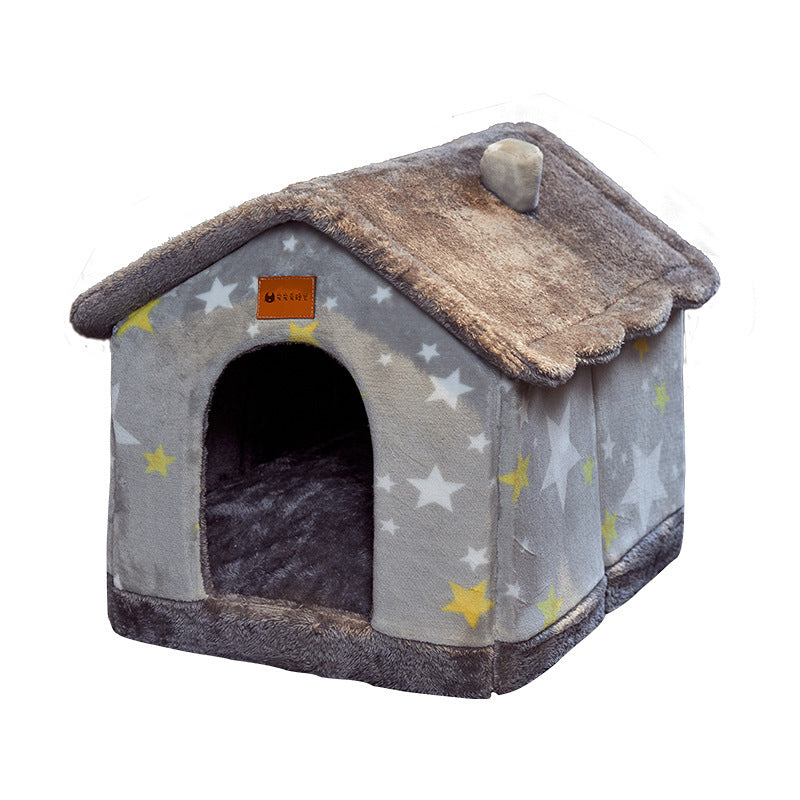 Maison pour chien pliable, lit pour chat et chien, villa d'hiver pour chien, chenil pour dormir, nid amovible, canapé chaud en forme de cave, fournitures pour animaux.