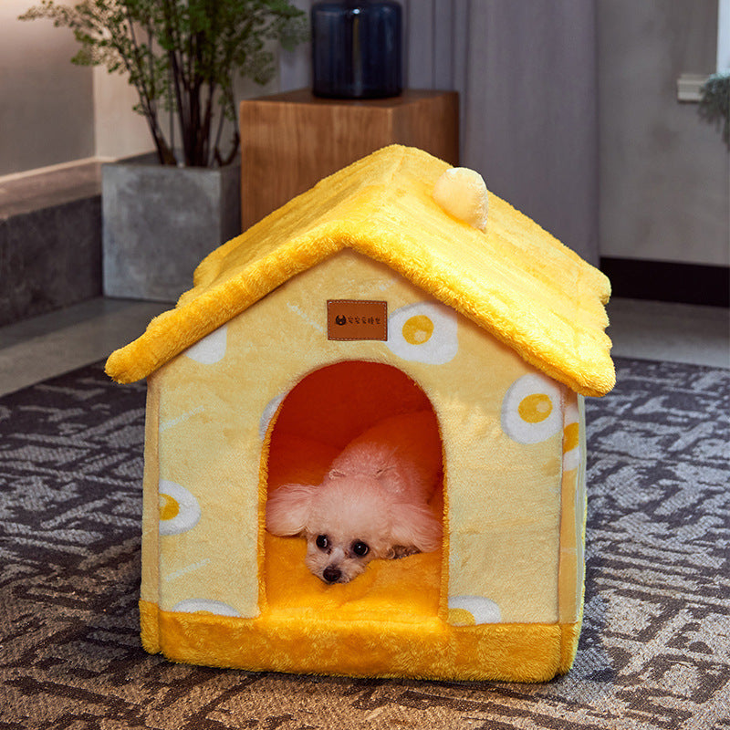 Maison pour chien pliable, lit pour chat et chien, villa d'hiver pour chien, chenil pour dormir, nid amovible, canapé chaud en forme de cave, fournitures pour animaux.