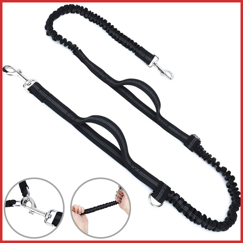 Laisse d'Entraînement pour Chien avec Sac à Taille, Laisse Sans Mains pour Course et Promenade en Extérieur, Sac Portatif pour Nourriture et Eau pour Chien, Sacs de Rangement