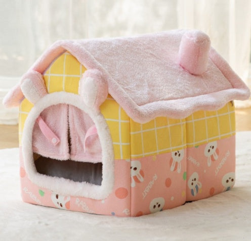 Maison pour chien pliable, lit pour chat et chien, villa d'hiver pour chien, chenil pour dormir, nid amovible, canapé chaud en forme de cave, fournitures pour animaux.