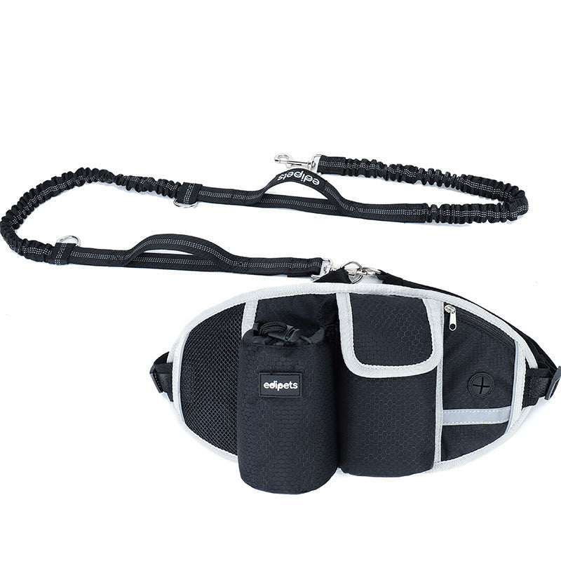 Laisse d'Entraînement pour Chien avec Sac à Taille, Laisse Sans Mains pour Course et Promenade en Extérieur, Sac Portatif pour Nourriture et Eau pour Chien, Sacs de Rangement