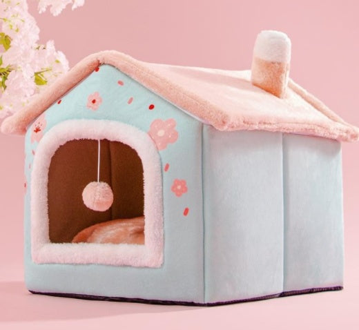 Maison pour chien pliable, lit pour chat et chien, villa d'hiver pour chien, chenil pour dormir, nid amovible, canapé chaud en forme de cave, fournitures pour animaux.