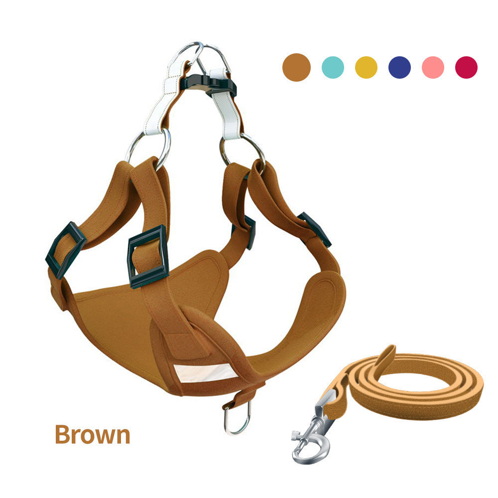 Ensemble de harnais pour chien avec laisse réfléchissante, type gilet.